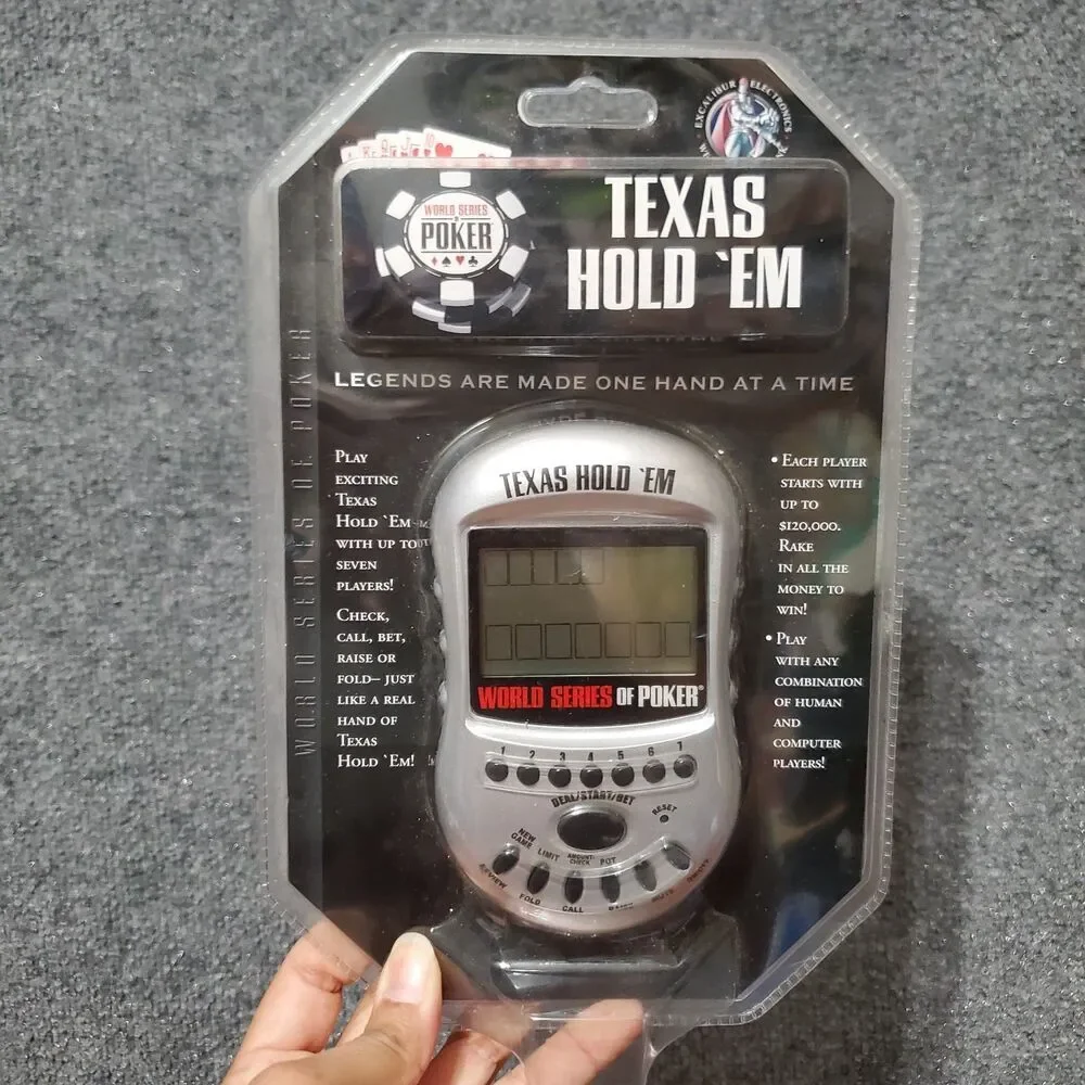New TEXAS HOLD EM Electronic Handheld Game World Series of Poker Travel Size